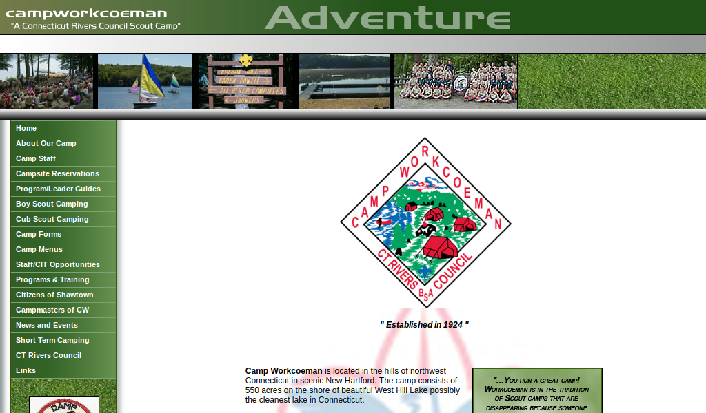 Camp Workcoeman Website Redesign | Matthew Petroff