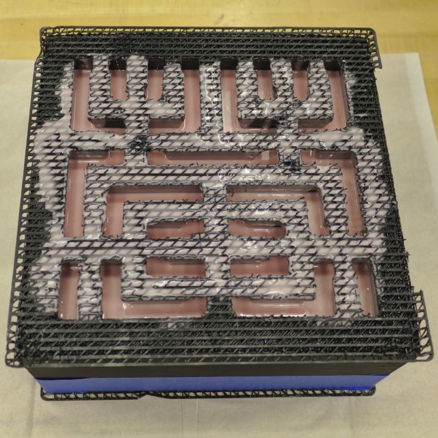 Hilbert curve cake plastic mold filled with silicone