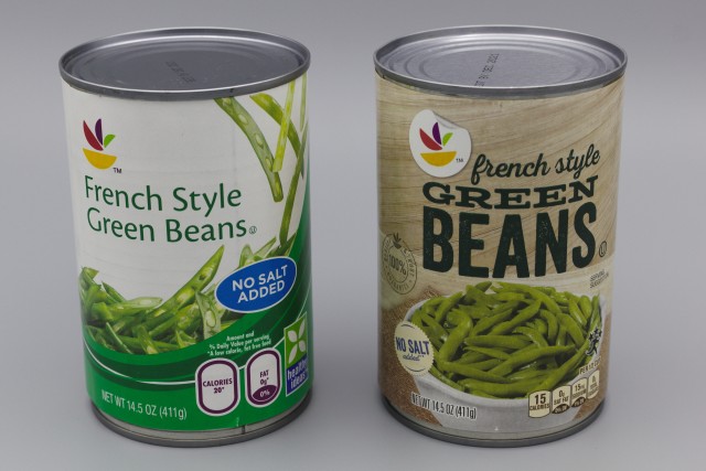 No salt added green beans cans: old design on left, new design on right