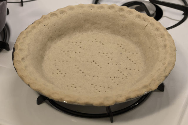 Baked pie crust in a pie dish